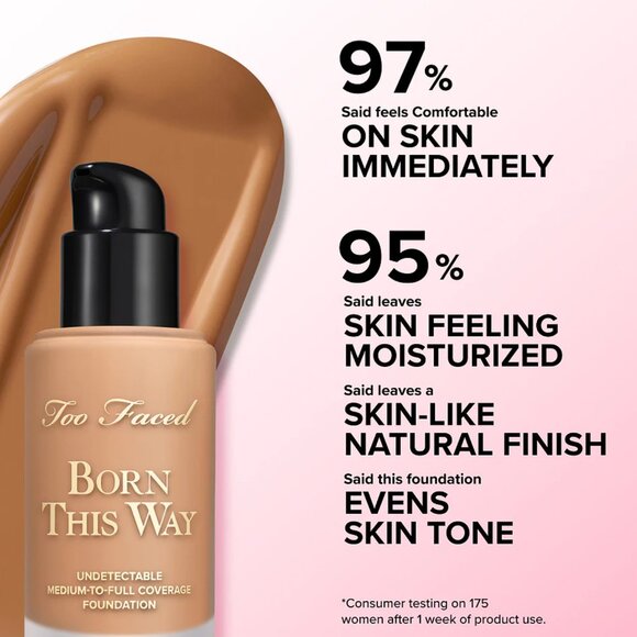TOO FACED Born This Way Flawless Coverage Natural Finish* Foundation ~ NUDE NIB - Picture 14 of 16